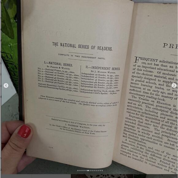 Antique Shabby School Book Independent Fifth Reader Illustrated Marble Edge 1883 - Picture 6 of 10